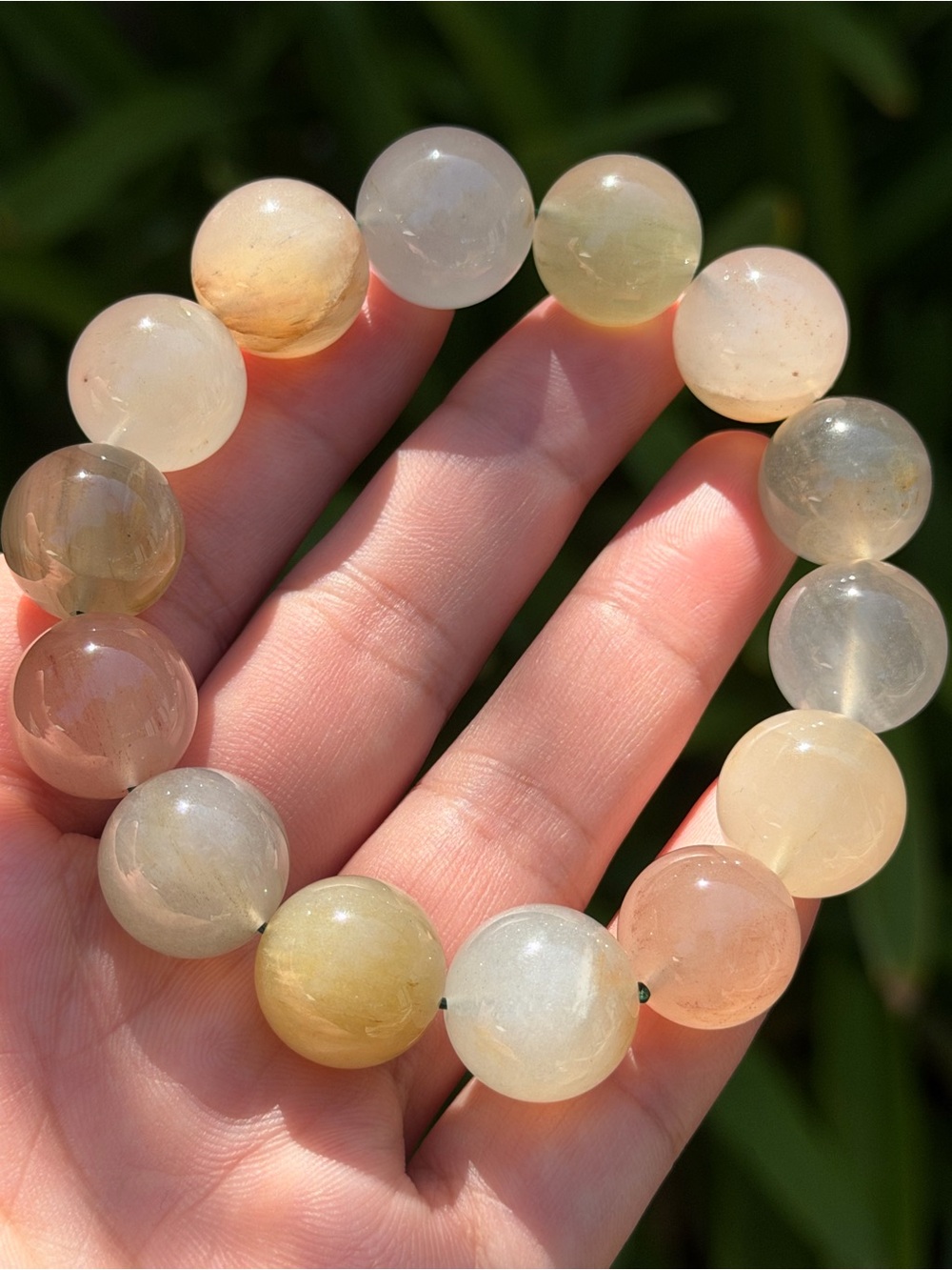 15mm chunky stretchable rabbit hair quartz bracelet 1887
